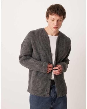 ASOS Oversized Knitted Ribbed Cardigan - Grey