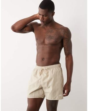 BOSS Boss Sunfish Striped Swim Shorts - Brown