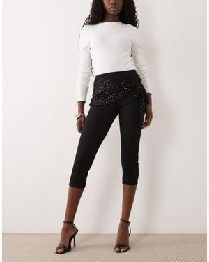 ASOS Longline Capris With Sequin Sash Waist - Black