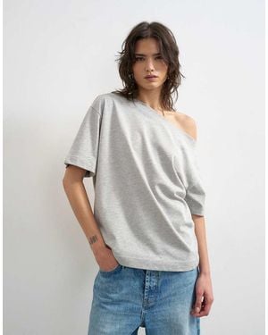 TOPSHOP Fallen Shoulder T-shirt - Grey