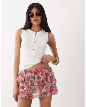 Miss Selfridge Minifalda Pantalón Escalonada Con - Rojo