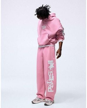 Bershka Printed Hoodie - Pink