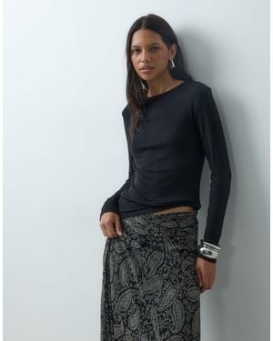 Mango – langärmliges t-shirt - Schwarz
