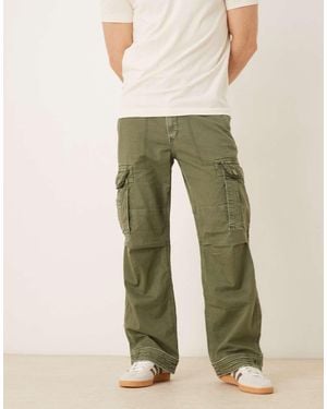 Abercrombie & Fitch Pantaloni Cargo Verde Slavato Con Coulisse