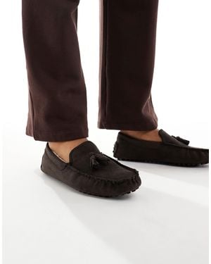 SEQWL Faux Fur-lined Ruched Moccasins - Black