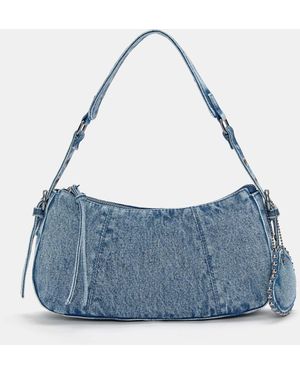 Pull&Bear Sac porté épaule en denim à détail décoratif - Bleu