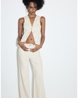 Stradivarius Tall D92 Straight Wide Jeans - White