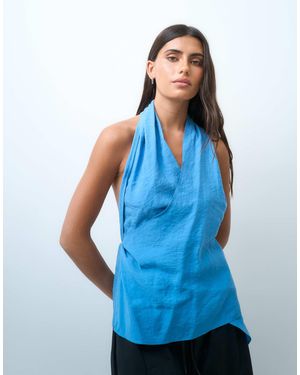 ASOS Top mit neckholder-detail und drapierung - Blau