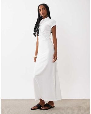 ASOS Cap Sleeve With Rouleau Loop Midi Dress - White