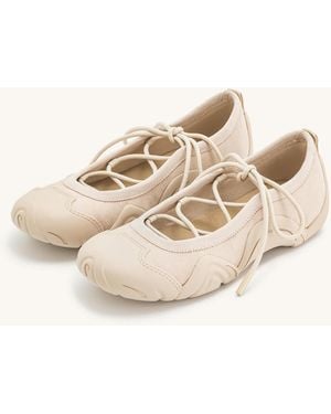 JW PEI Caitlin Lace Up Ballet Flats - Natural