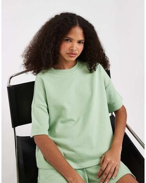 Pieces Boxy Sweat T-Shirt Co-Ord - Green