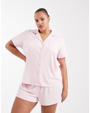 Loungeable Ensemble short et chemise à manches courtes en jersey ultra-doux - doux - Blanc