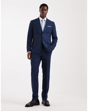 SELECTED Linen Blend Slim Fit Pants - Blue