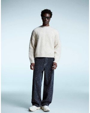 Bershka Baggy Jeans Met Borduursels - Blauw