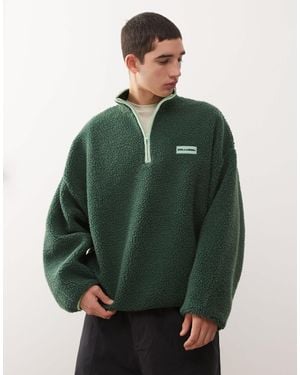 Collusion Half Zip Borg Fleece - Green