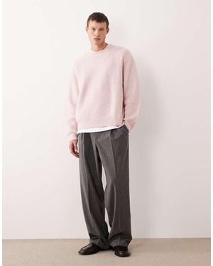 ASOS Tailored Wide Leg Flannel Trousers - Grey