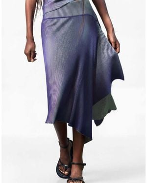 Desigual Lange Iriserende Gebreide Rok - Blauw