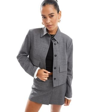 Stradivarius Co-ord Cropped Tailored Jacket - Gray