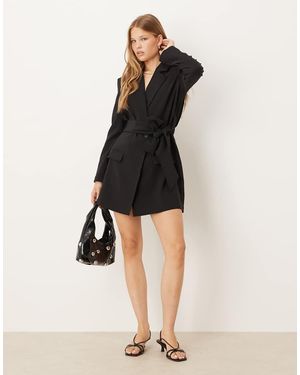 Pretty Lavish Mini Blazerjurk Met Gestrikte Taille - Naturel