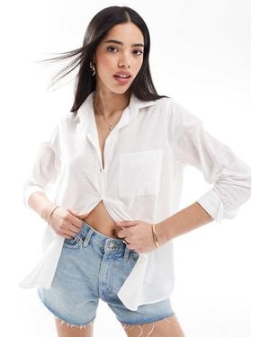 ONLY Loose Fit Textured Shirt - White