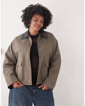 Noisy May Jacket With Cuff And Collar Detail - Gray