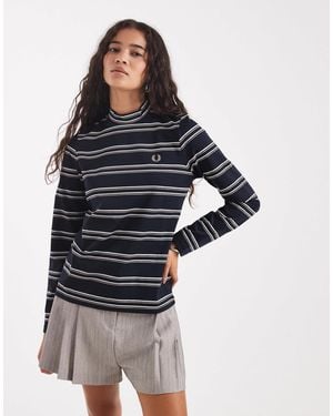 Fred Perry Striped Mock Neck Top - Multicolor