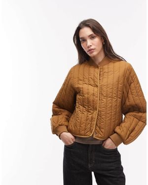 Rains 21760 Banja Water Repellent Quilted Liner Bomber Jacket - Brown