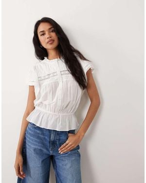 Gina Tricot Blusa Blanca Sin Mangas Con Bordado Inglés De Algodón Puro - Blanco