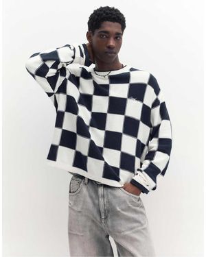 Pull&Bear Stwd Checked Jumper - Grey