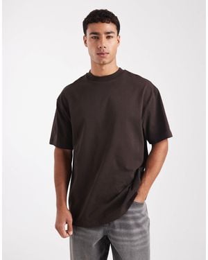 ASOS Heavyweight Relaxed High Neck T-shirt - Brown