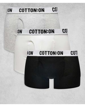 Cotton On Confezione Da 3 Boxer Neri, Grigi E Bianchi - Bianco