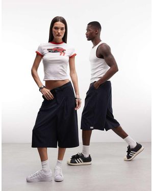 Collusion Culotte Met Lange Pasvorm En Krijtstreep - Wit