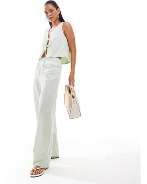 ONLY Wide Leg Boxer Detail Trousers Co-ord - White