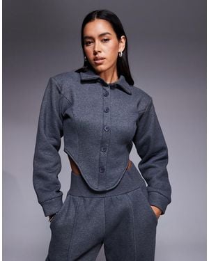 Wanderdoll Hattie Cotton Blend Tailored Collared Corset Detail Shirt Co-Ord - Blue