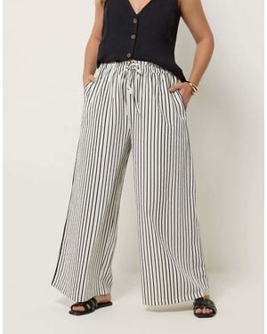 Yours Clothing Stripe Paper Bag Waist Trousers - White