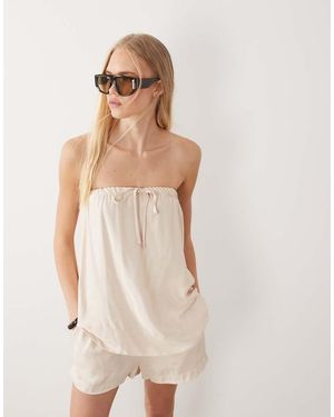 ASOS Satijnen Bandeau-Top Met Rimpeleffect - Naturel