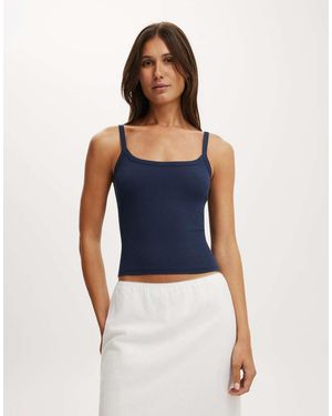 Cotton On Goldie Rib Scoop Cami - Blue