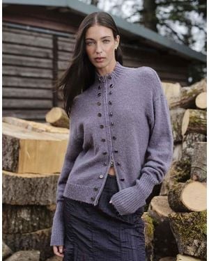 Daisy Street Zip Through Fluffy Cardigan With Rivets - Multicolour