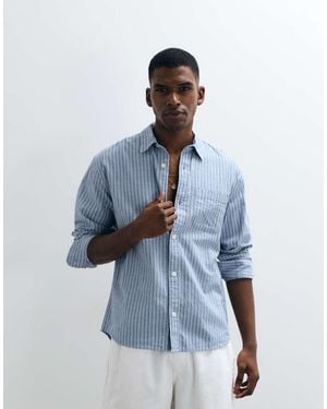 Abercrombie & Fitch Long Sleeve Seersucker Shirt - Blue
