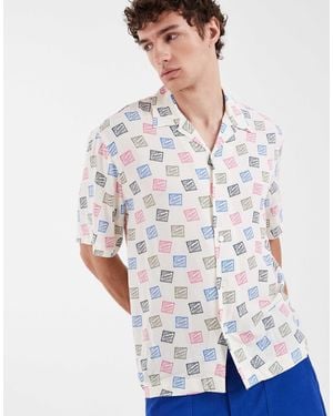 SELECTED X Hotel Amour Short Sleeve Shirt With Stamp Print - White