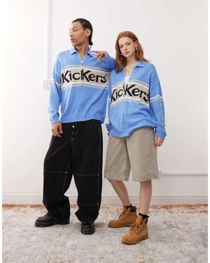 Kickers Oversized Uniseks Gebreid Vest Met Rits - Blauw