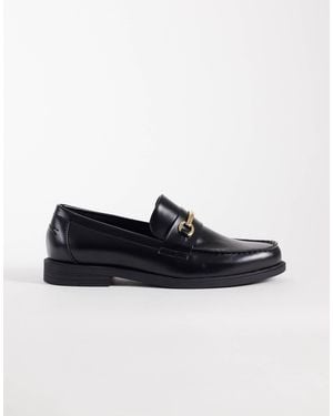 ASOS Penny Loafers With Gold-tone Snaffles - Black
