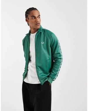 Fred Perry Contrast Taped Track Jacket - Green