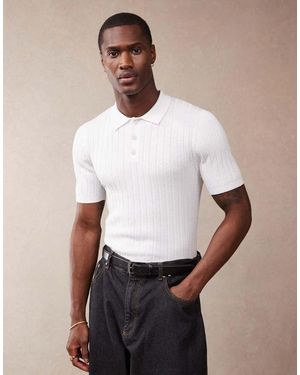 ASOS Polo Attillata Lavorata A Coste Bianca - Bianco