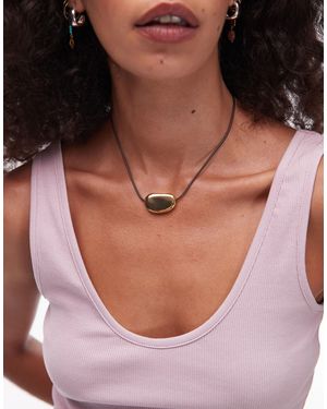 TOPSHOP Nora Choker Rope Necklace With Gem - Pink