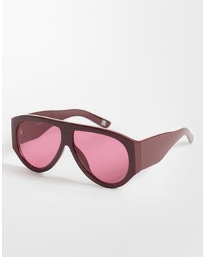 ASOS Aviator Sunglasses With Wide Temple - Pink