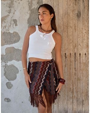 4th & Reckless X Luana Barron Knitted Tassel Edge Wrap Beach Skirt - Brown
