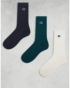 Champion 3 Pack Crew Socks - Blue