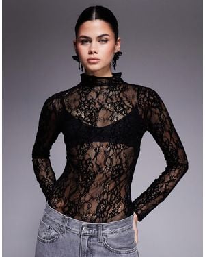 GOOD AMERICAN – body aus spitze - Grau