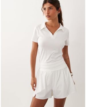 4505 – active – kurzärmliges tennis-poloshirt - Weiß